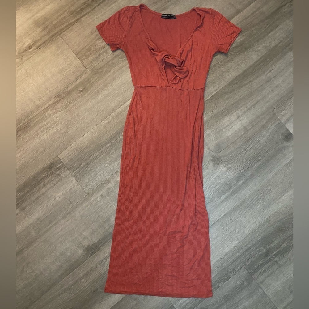 Urban Outfitters Short Sleeve Tie Front Bodycon Maxi Dress